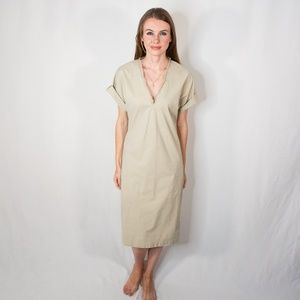 497. JEFFREY DODD Sand V-neck Midi Dress NWT Designer Sz 4